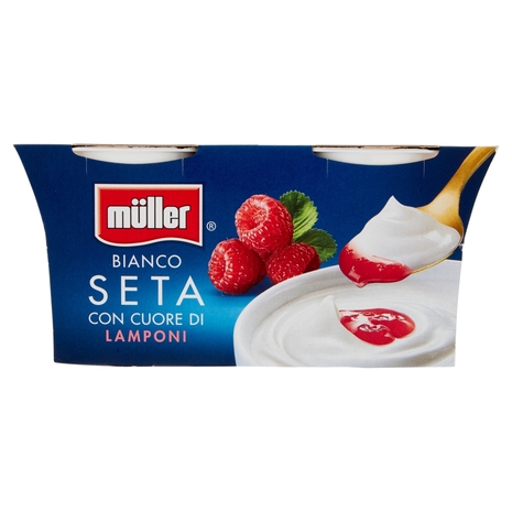 Yogurt Bianco Seta con Cuore di Lamponi, 2x125 g